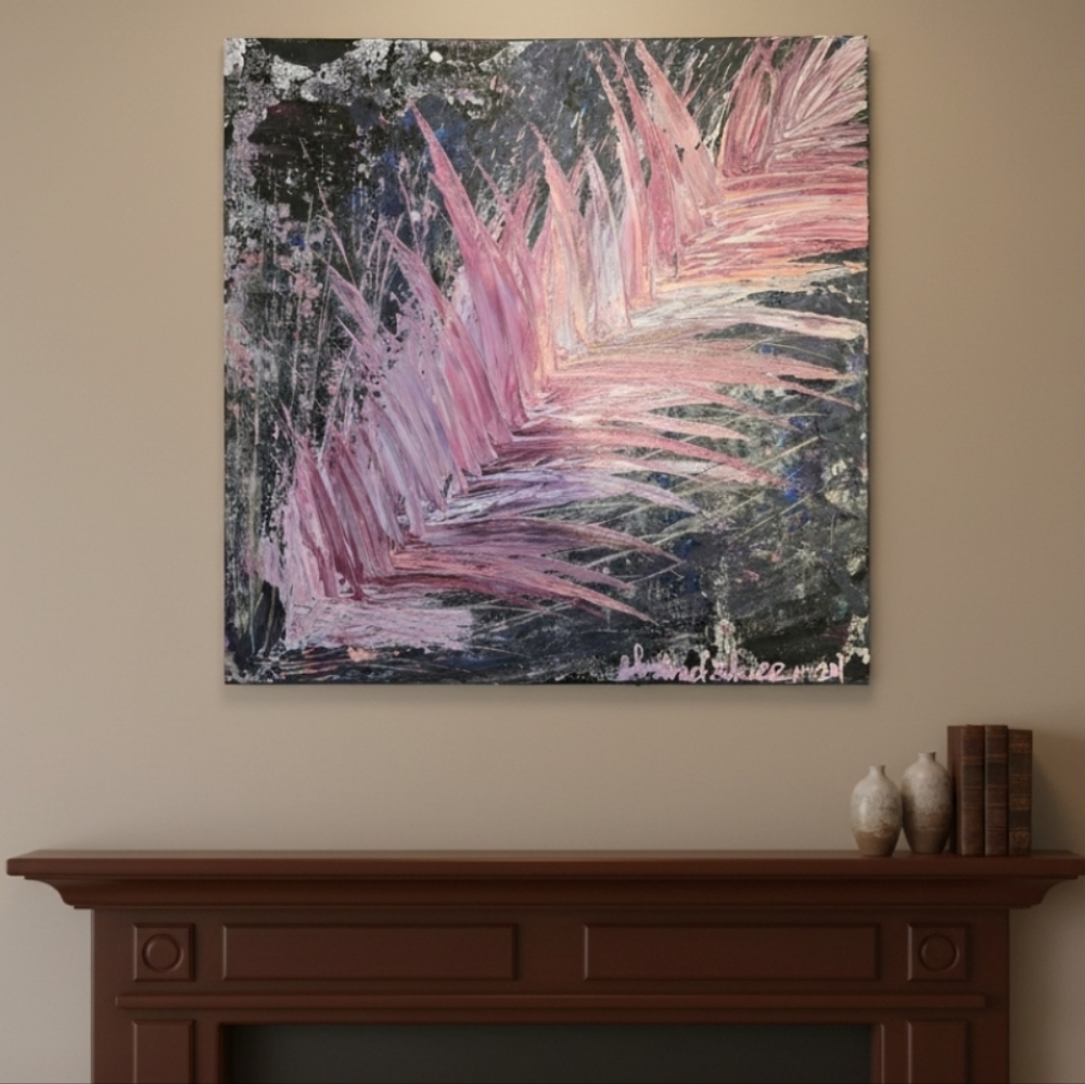 HANDCRAFTED Abstract Painting HANDPAINTED Wall Art Decor Pink Gray Purple Blue
